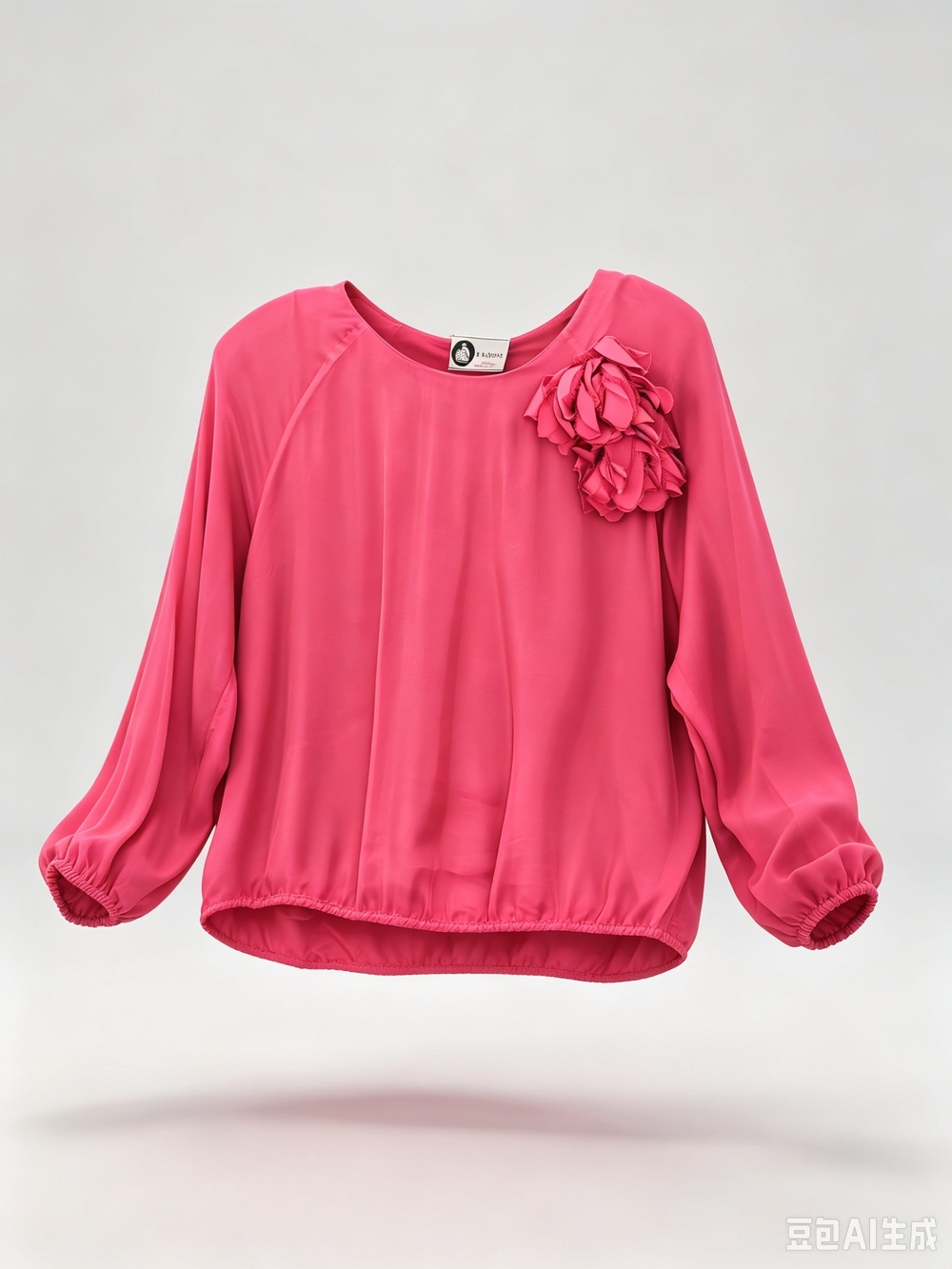 Lanvin Pink Floral Accent Long-Sleeve Top